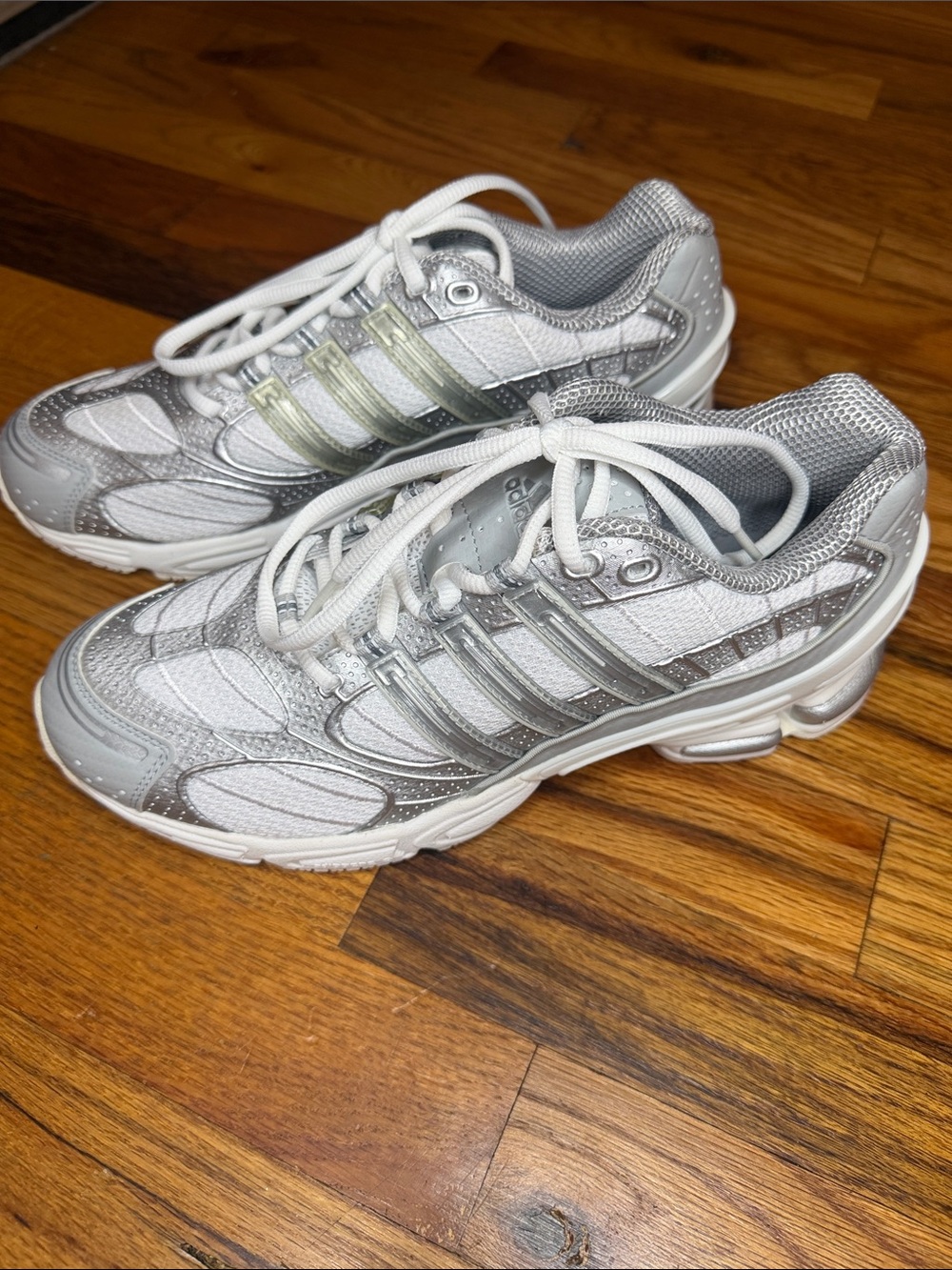 adidas Originals Silver and White Women's Athletic Sneakers - Picture 5 of 6